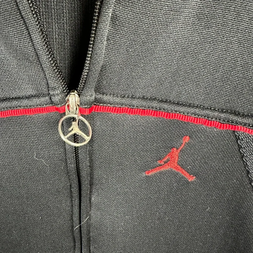 Jordan Vintage 00s Full Zip Hoodie Jacket Athletic Training Black Red Accents